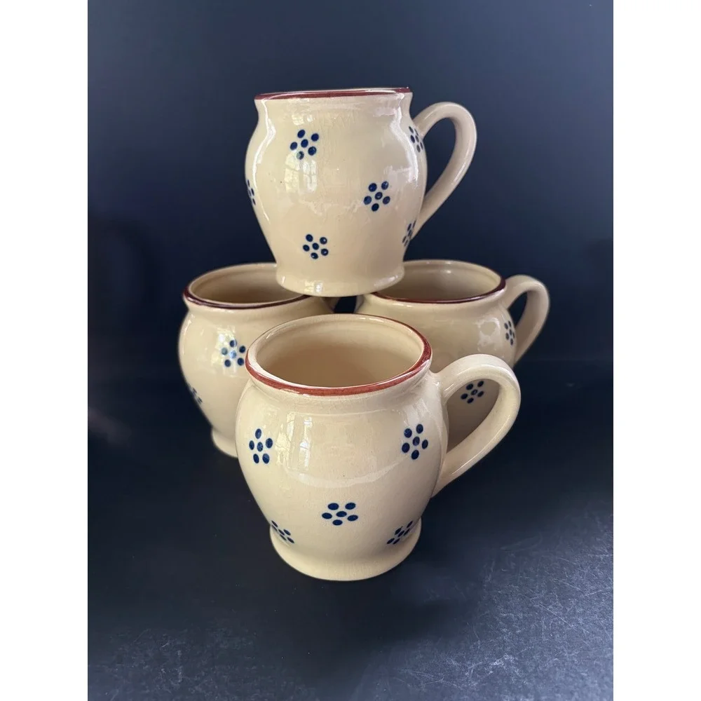 Gailstun Sutton Stoneware Tea Set Cream Blue Floral Teapot Mugs Sugar Creamer